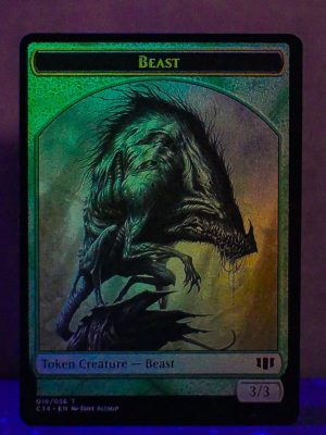 FOIL TOKEN Elemental//Beast Double-sided from Commander 2014 Proxy