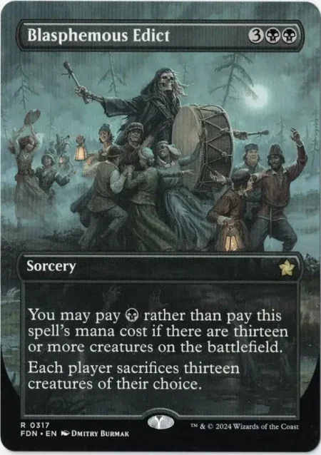 Blasphemous Edict (Borderless) from Foundations Magic the Gathering Proxy