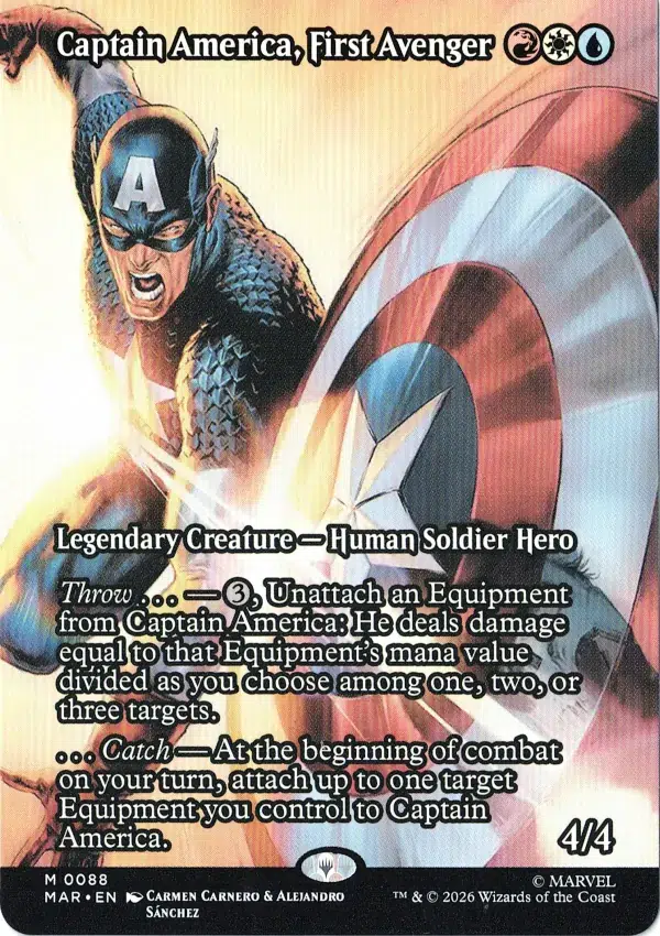 Captain America, First Avenger (Borderless) from Marvel Universe Magic the Gathering Proxy