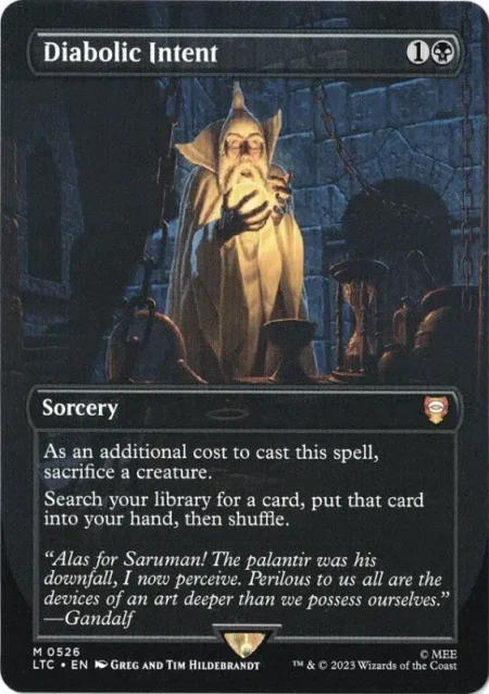 Diabolic Intent (Borderless) from Tales of Middle-earth Commander Magic the Gathering Proxy