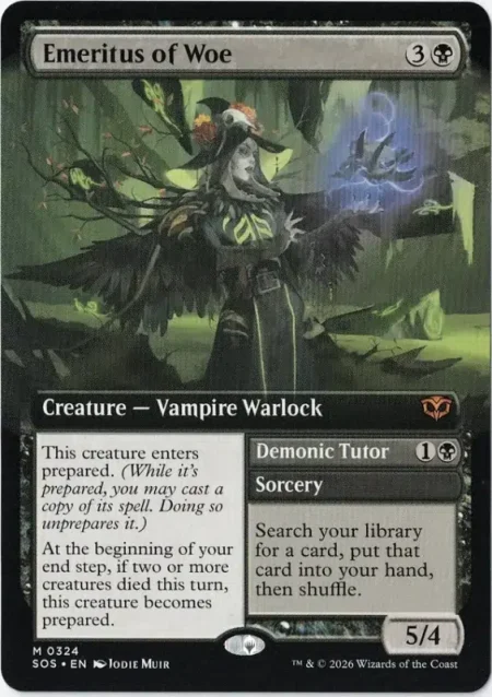 Emeritus of Woe (Extended Art) from Secrets of Strixhaven Magic the Gathering Proxy