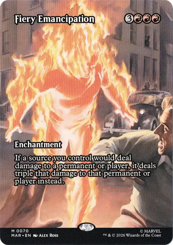 Fiery Emancipation (Borderless) from Marvel Universe Magic the Gathering Proxy