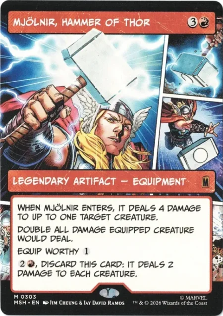 Mjolnir, Hammer of Thor (Borderless 303) from Marvel Super Heroes Magic the Gathering Proxy