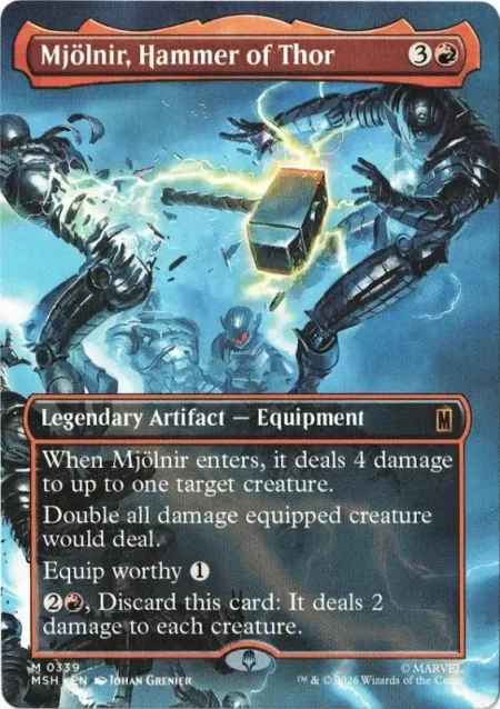 Mjolnir, Hammer of Thor (Borderless 339) from Marvel Super Heroes Magic the Gathering Proxy