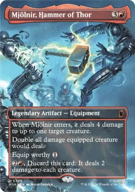 Mjolnir, Hammer of Thor (Borderless) from Marvel Super Heroes Magic the Gathering Proxy