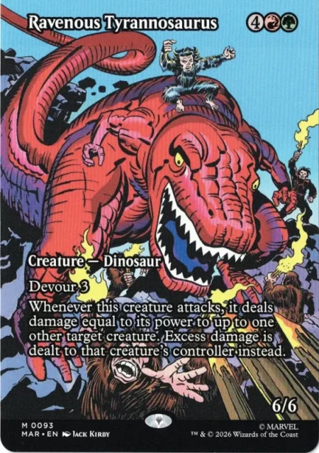 Ravenous Tyrannosaurus (Borderless) from Marvel Universe Magic the Gathering Proxy