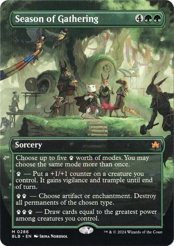 Season of Gathering (Borderless) from Bloomburrow Magic the Gathering Proxy