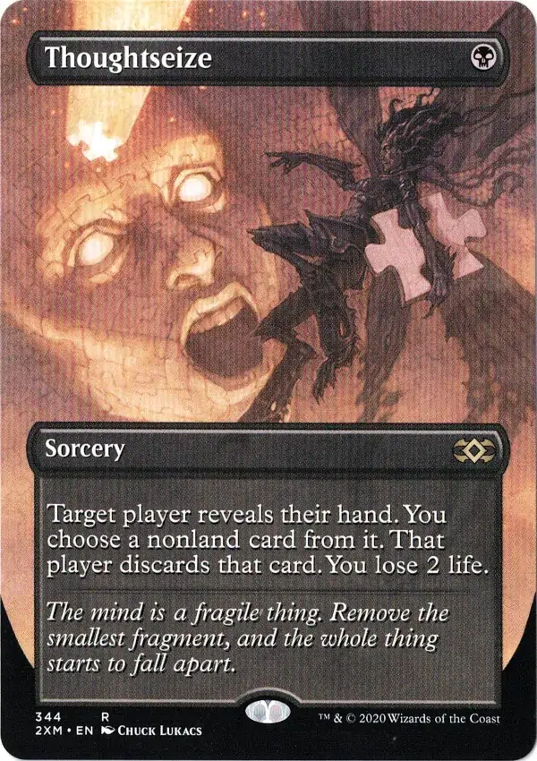 Thoughtseize (Borderless) from Double Masters Magic the Gathering Proxy