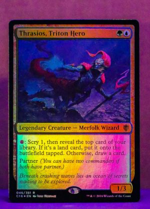 FOIL Thrasios, Triton Hero from Commander 2016 Proxy