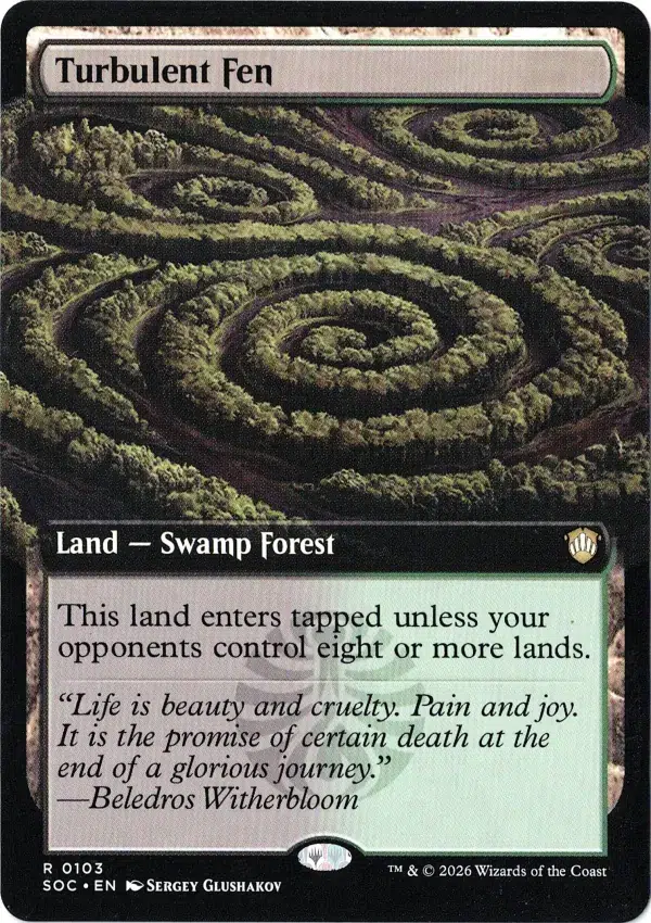 Turbulent Fen (Extended Art) from Secrets of Strixhaven Commander Magic the Gathering Proxy