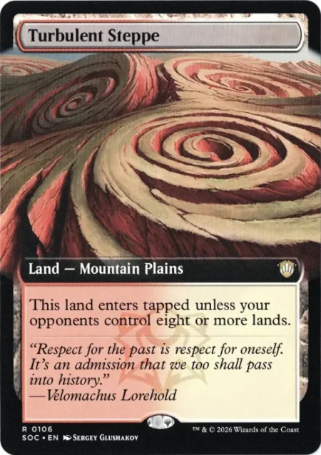 Turbulent Steppe (Extended Art) from Secrets of Strixhaven Commander Magic the Gathering Proxy