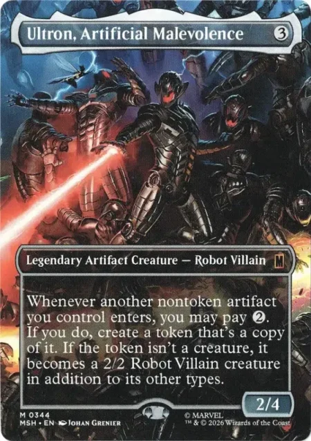 Ultron, Artificial Malevolence (Borderless) from Marvel Super Heroes Magic the Gathering Proxy