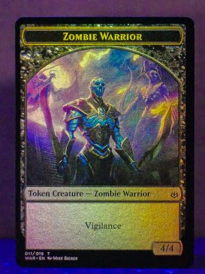 FOIL TOKEN Zombie Warrior from War of the Spark Proxy