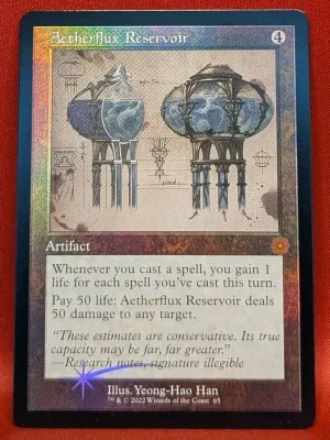 FOIL Aetherflux Reservoir (Schematic) from The Brothers' War: Retro Frame Artifacts Magic the Gathering Proxy