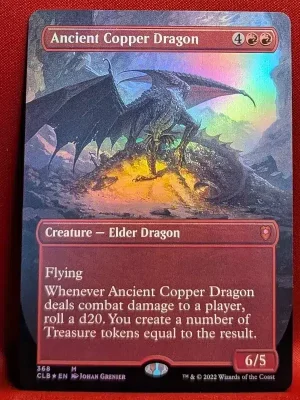 FOIL Ancient Copper Dragon (Borderless) from Commander Legends: Battle for Baldur's Gate Magic the Gathering Proxy
