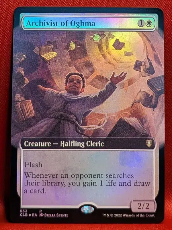 FOIL Archivist of Oghma (Extended Art) from Commander Legends: Battle for Baldur's Gate Magic the Gathering Proxy