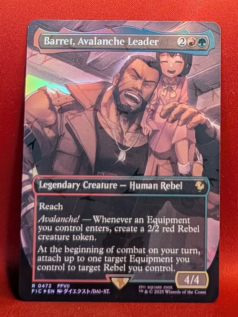 CHOCOBO TRACK FOIL Barret, Avalanche Leader (Borderless) from Final Fantasy Commander Magic the Gathering Proxy