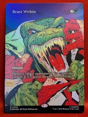FOIL Beast Within (Borderless) from Marvel Universe Eternal-Legal Magic the Gathering Proxy