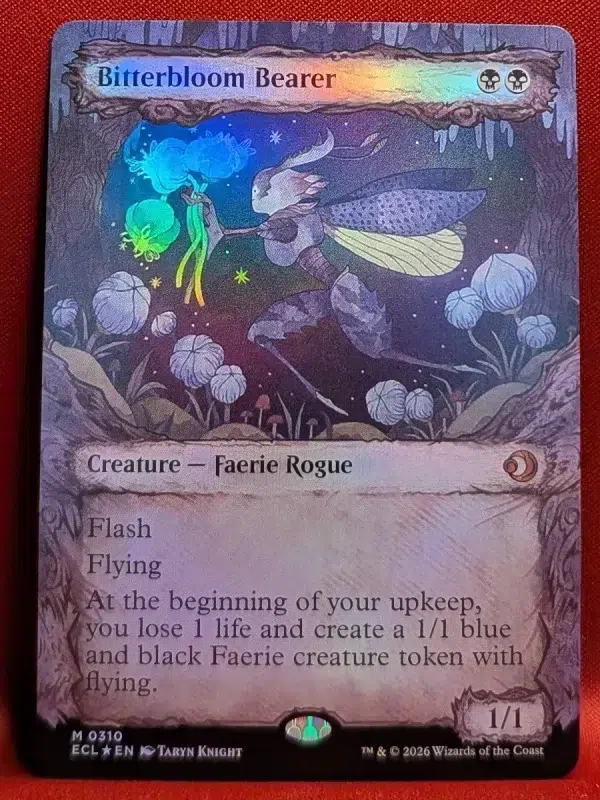 FOIL Bitterbloom Bearer (Showcase) from Lorwyn Eclipsed Magic the Gathering Proxy