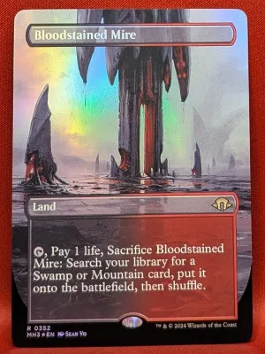 FOIL Bloodstained Mire (Borderless) from Modern Horizons 3 Magic the Gathering Proxy