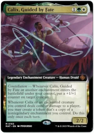 Calix, Guided by Fate (Borderless) from March of the Machine: Aftermath Magic the Gathering Proxy