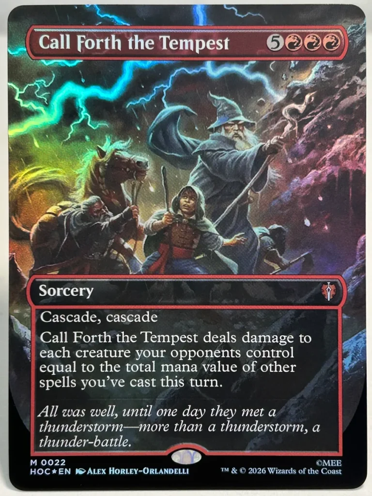 FOIL Call Forth the Tempest (Borderless) from The Hobbit: Eternal-Legal Magic the Gathering Proxy