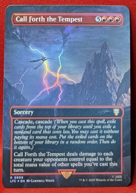 FOIL Call Forth the Tempest (Borderless) from Tales of Middle-earth Commander Magic the Gathering Proxy