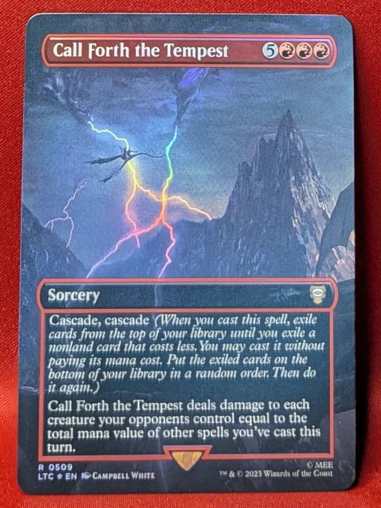 FOIL Call Forth the Tempest (Borderless) from Tales of Middle-earth Commander Magic the Gathering Proxy