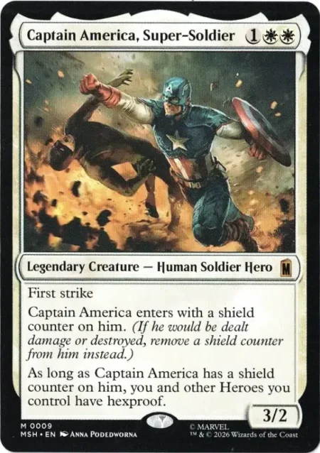 Captain America, Super-Soldier from Marvel Super Heroes Magic the Gathering Proxy Magic