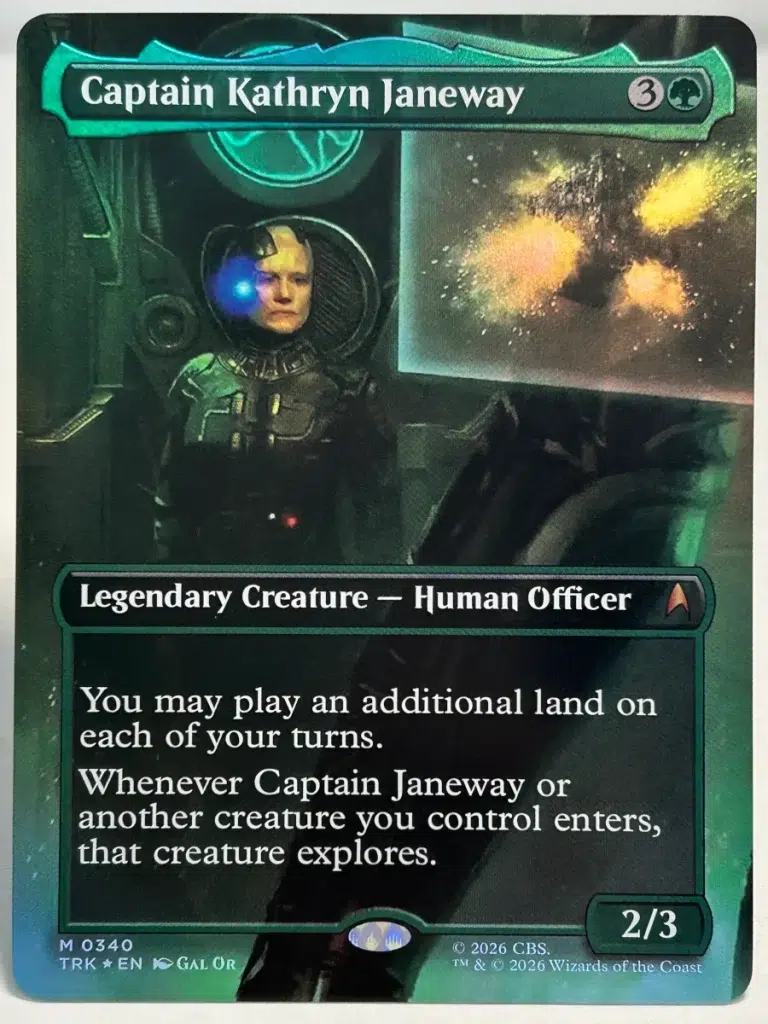 FOIL Captain Kathryn Janeway (Borderless) from Star Trek Magic the Gathering Proxy