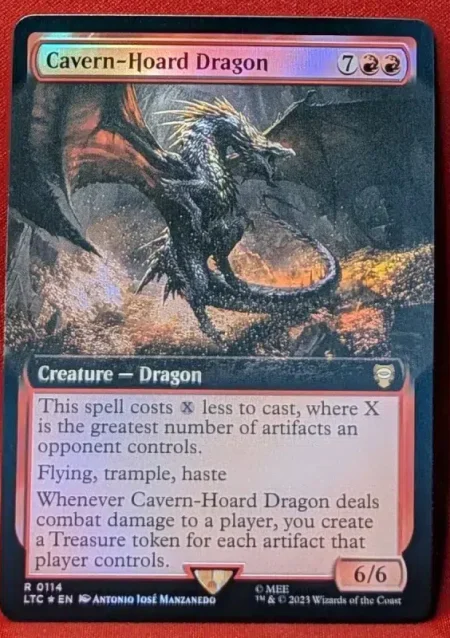 FOIL Cavern-Hoard Dragon (Extended Art) from Tales of Middle-earth Commander Magic the Gathering Proxy