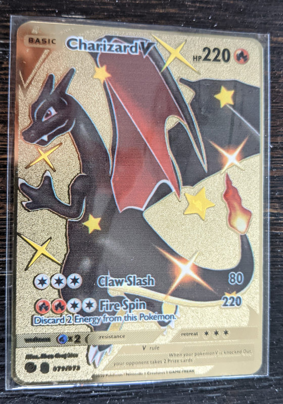 GOLD Charizard V metal collector's Replica