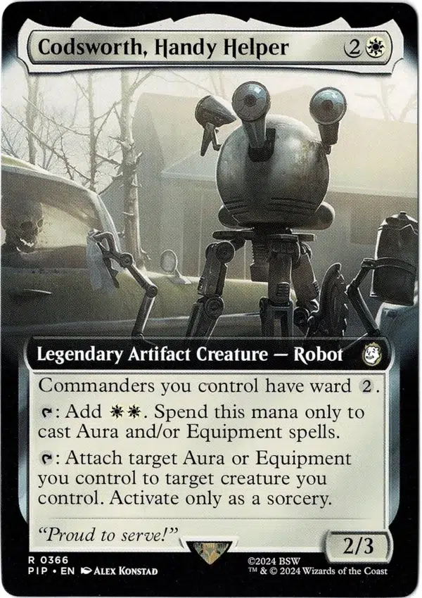 Codsworth, Handy Helper (Extended Art) from Universes Beyond: Fallout Magic the Gathering Proxy