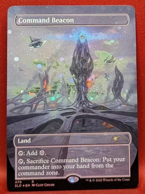 GALAXY FOIL Command Beacon (Borderless) from Secret Lair Drop Series Magic the Gathering Proxy