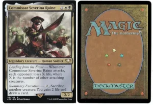 Commissar Severina Raine from Universes Beyond: Warhammer 40,000 Magic the Gathering Proxy