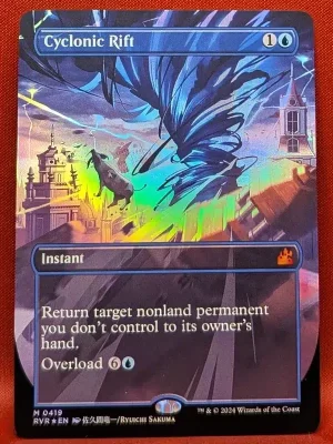 FOIL Cyclonic Rift (Anime Borderless) from Ravnica Remastered Magic the Gathering Proxy