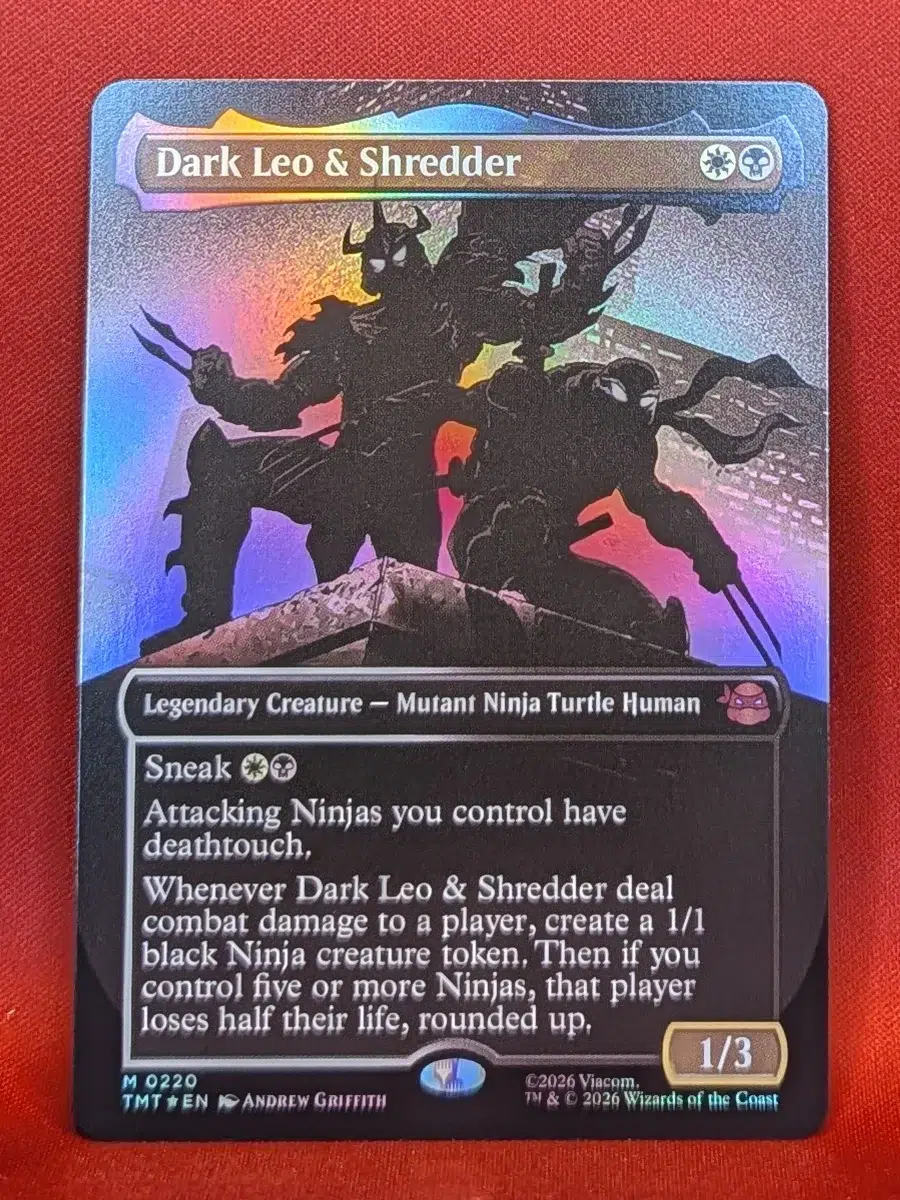 FOIL Dark Leo & Shredder (Borderless) from Teenage Mutant Ninja Turtles Magic the Gathering Proxy