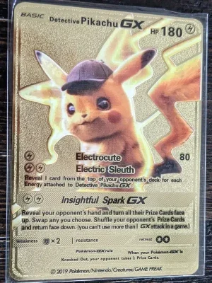 GOLD Detective Pikachu GX metal collector's Replica