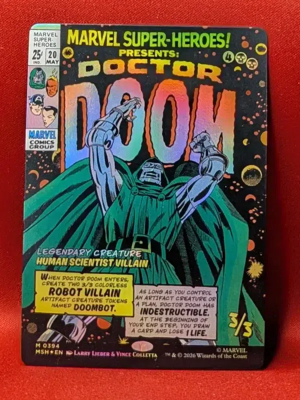 FOIL Doctor Doom (Borderless 394) from Marvel Super Heroes Magic the Gathering Proxy
