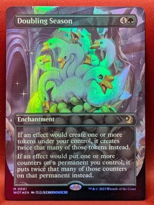 FOIL Doubling Season (Anime Borderless) from Wilds of Eldraine: Enchanting Tales Magic the Gathering Proxy