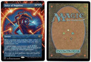 Force of Negation (Borderless) from Double Masters 2022 Magic the Gathering Proxy