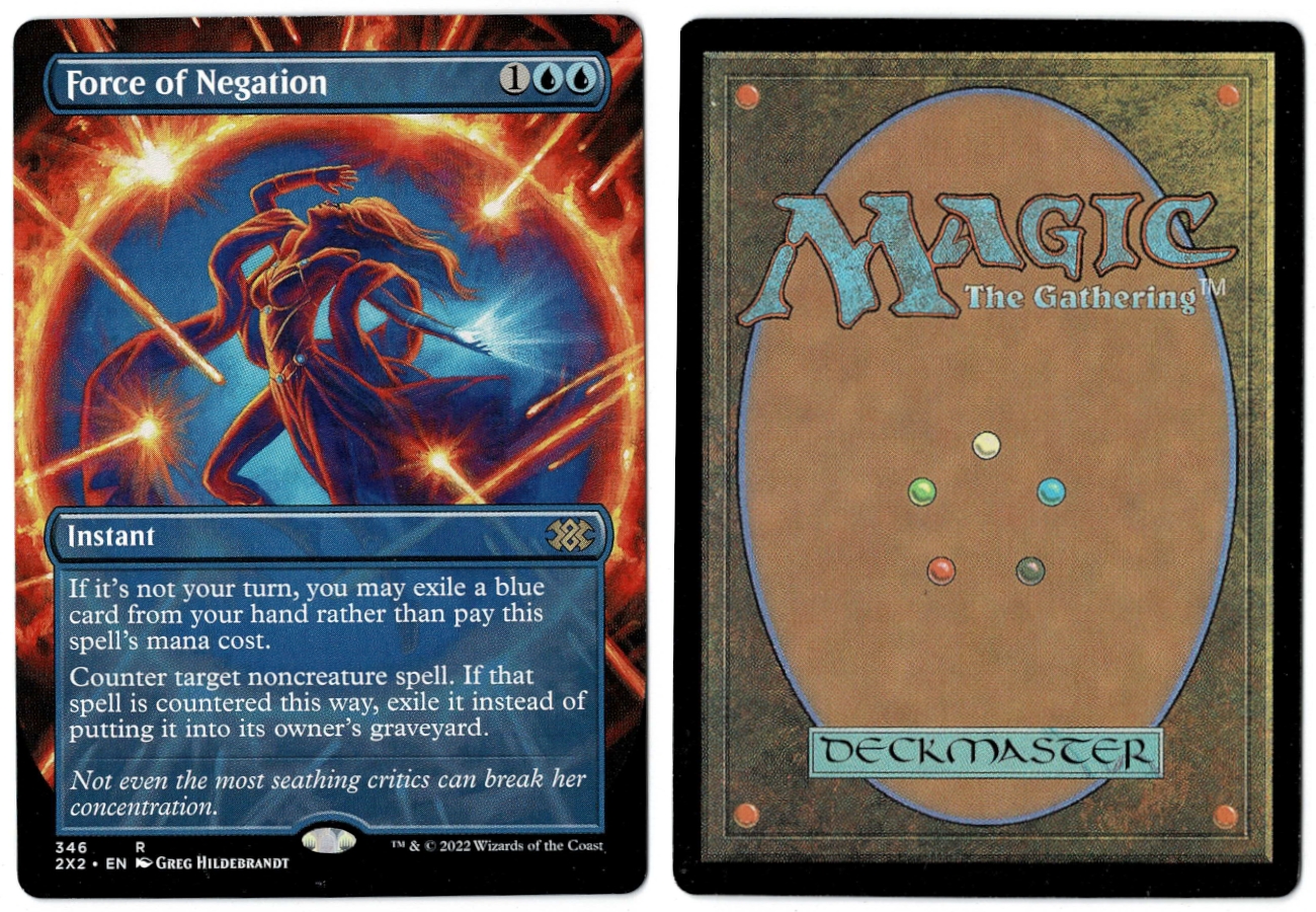 Force of Negation (Borderless) from Double Masters 2022 Magic the Gathering  MTG Proxy Card with Recessed Hologram