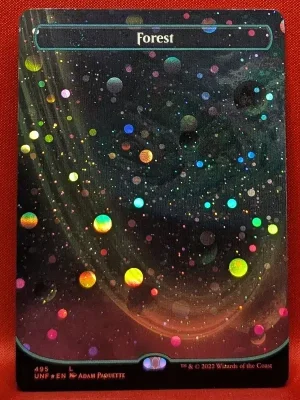 GALAXY FOIL Forest (495) (Borderless) from Unfinity Magic the Gathering Proxy
