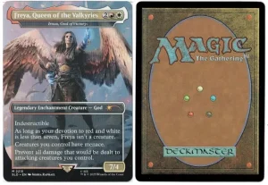 Freya, Queen of the Valkyries (Iroas, God of Victory) from Secret Lair Drop Series Magic the Gathering Proxy