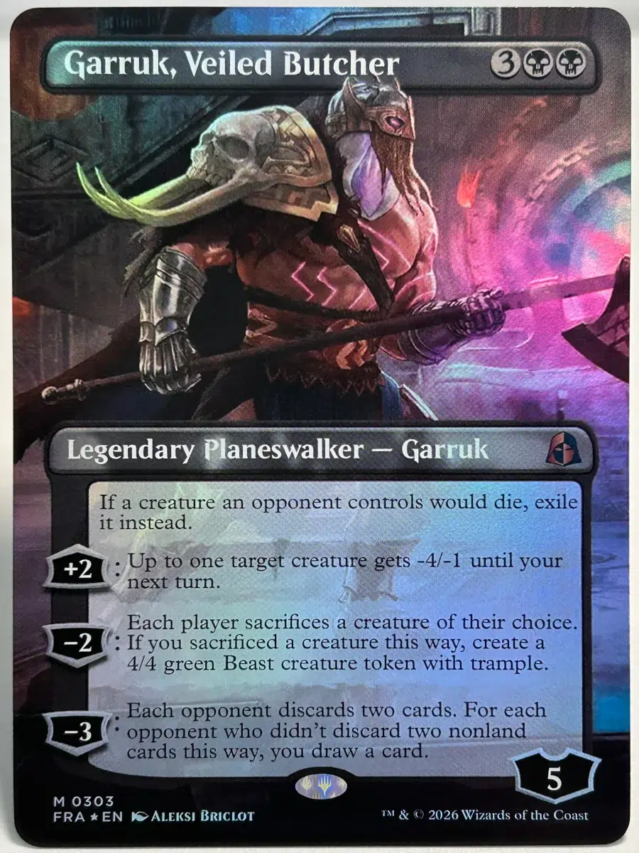 FOIL Garruk, Veiled Butcher (Borderless) from Reality Fracture Magic the Gathering Proxy