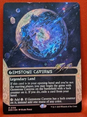 GALAXY FOIL Gemstone Caverns (0106) (Borderless) from Edge of Eternities: Stellar Sights Magic the Gathering Proxy
