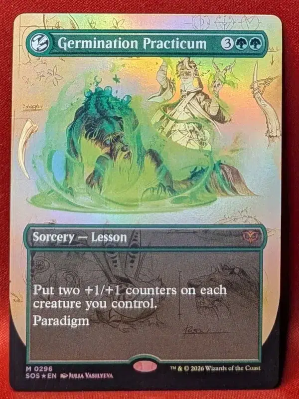 FOIL Germination Practicum (Borderless) from Secrets of Strixhaven Magic the Gathering Proxy