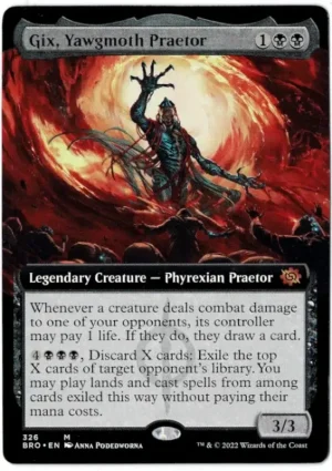 Gix, Yawgmoth Praetor (Extended Art) from The Brothers' War Magic the Gathering Proxy