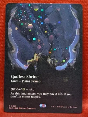 GALAXY FOIL Godless Shrine (Borderless) from Edge of Eternities Magic the Gathering Proxy