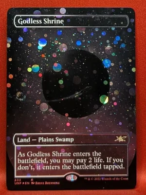 GALAXY FOIL Godless Shrine (Borderless) from Unfinity Magic the Gathering Proxy